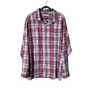 Tommy Bahama Palapa Plaid‎ Soak Through Fabric Floral Interior Shirt Size XXL